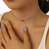 Pink Clara Sterling Silver Choker