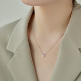 Pink Love Heart Sterling Silver Necklace