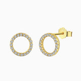 Sparkling 14k Gold Plated Halo Ear Studs - MARIA JEWELLERY