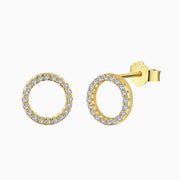 Sparkling 14k Gold Plated Halo Ear Studs - MARIA JEWELLERY