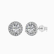 Sparkling 925 Sterling Silver Round Ear Studs - MARIA JEWELLERY